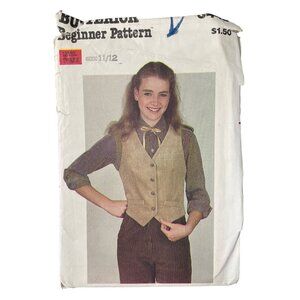 Butterick Beginner Sewing Pattern Size 11/12 3445 Young Junior Teen Vest Level 3
